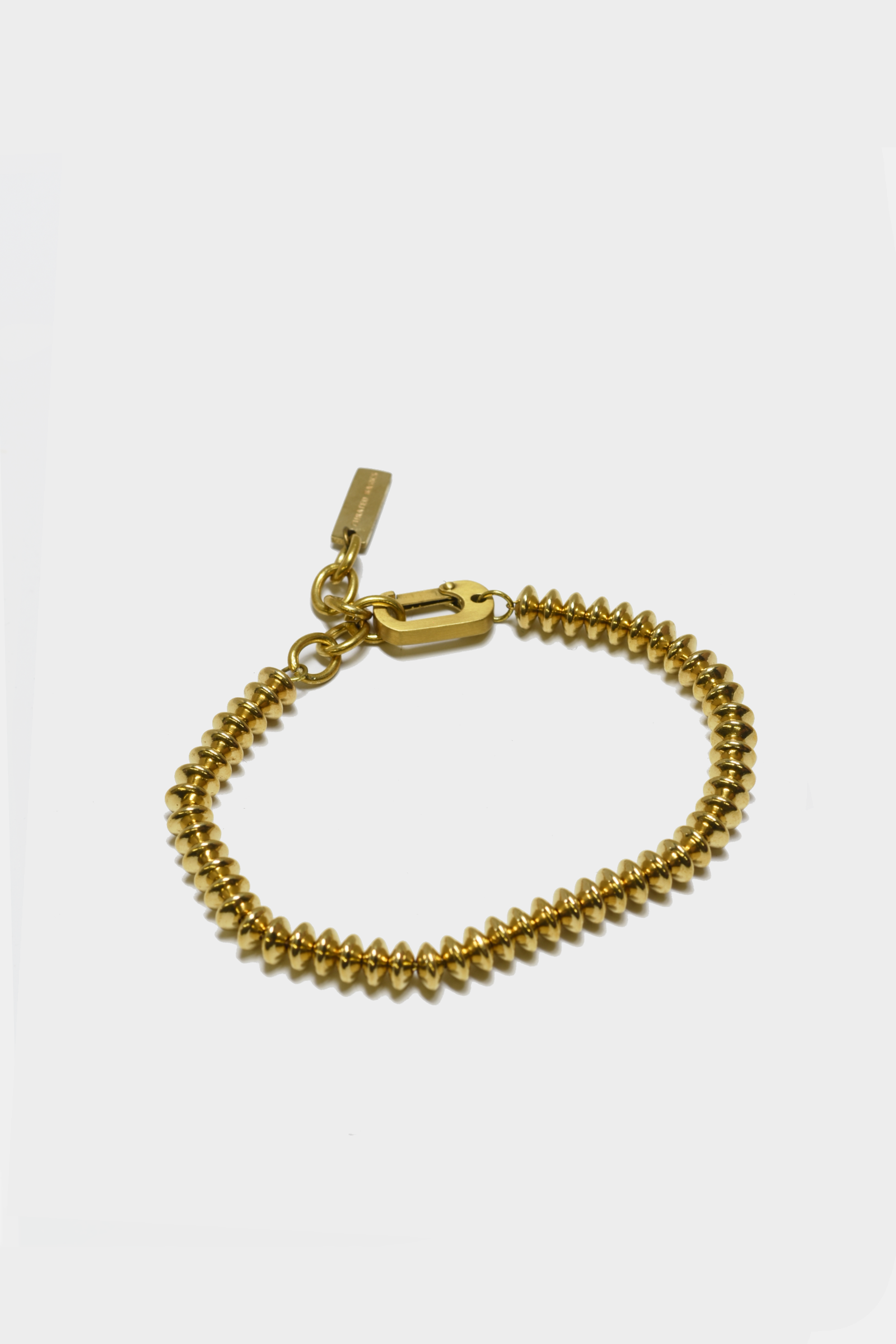 Saucer Beaded Bracelet: Brass
