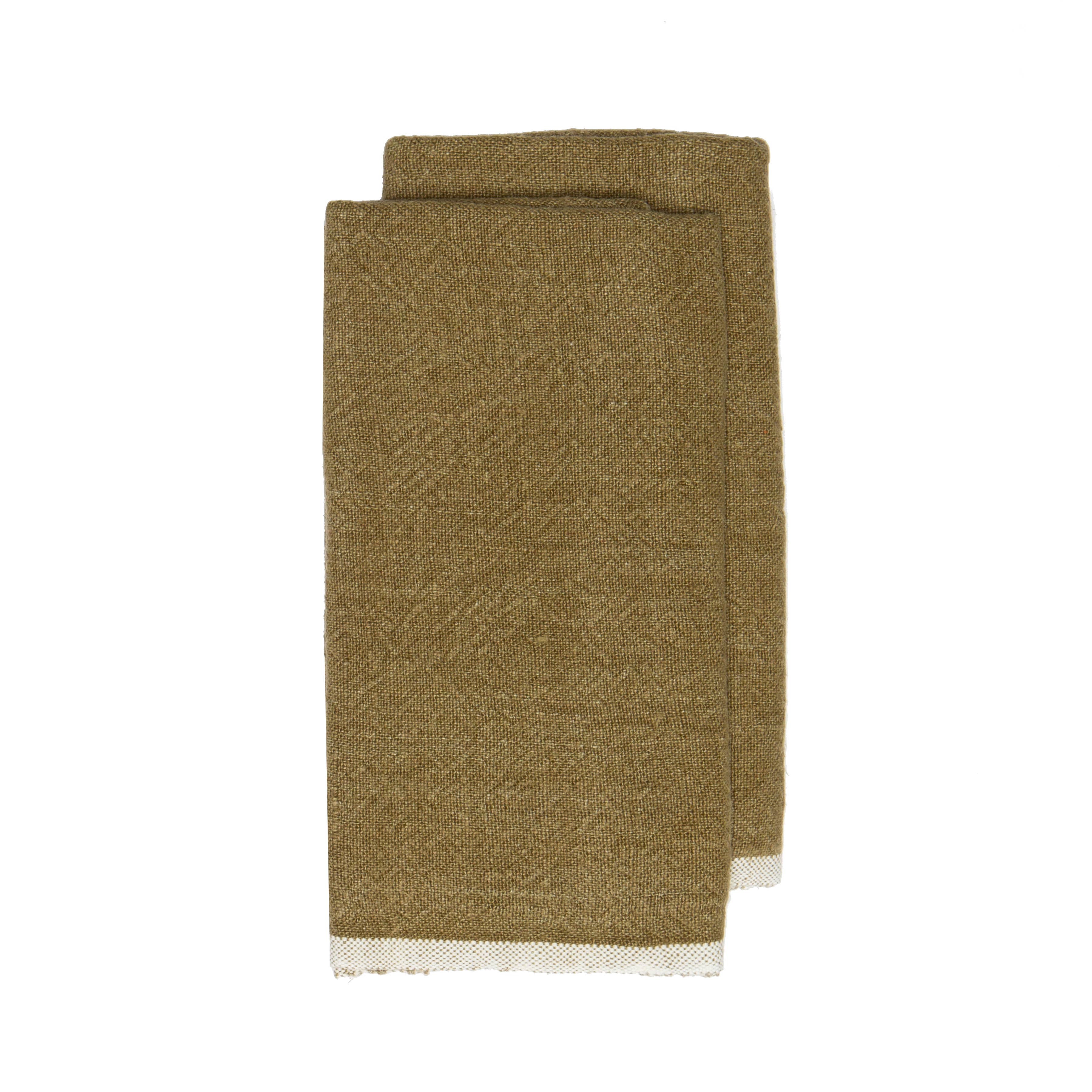 Chunky Linen Forest Green Towels 20x30 - Set of 2: Forest Green
