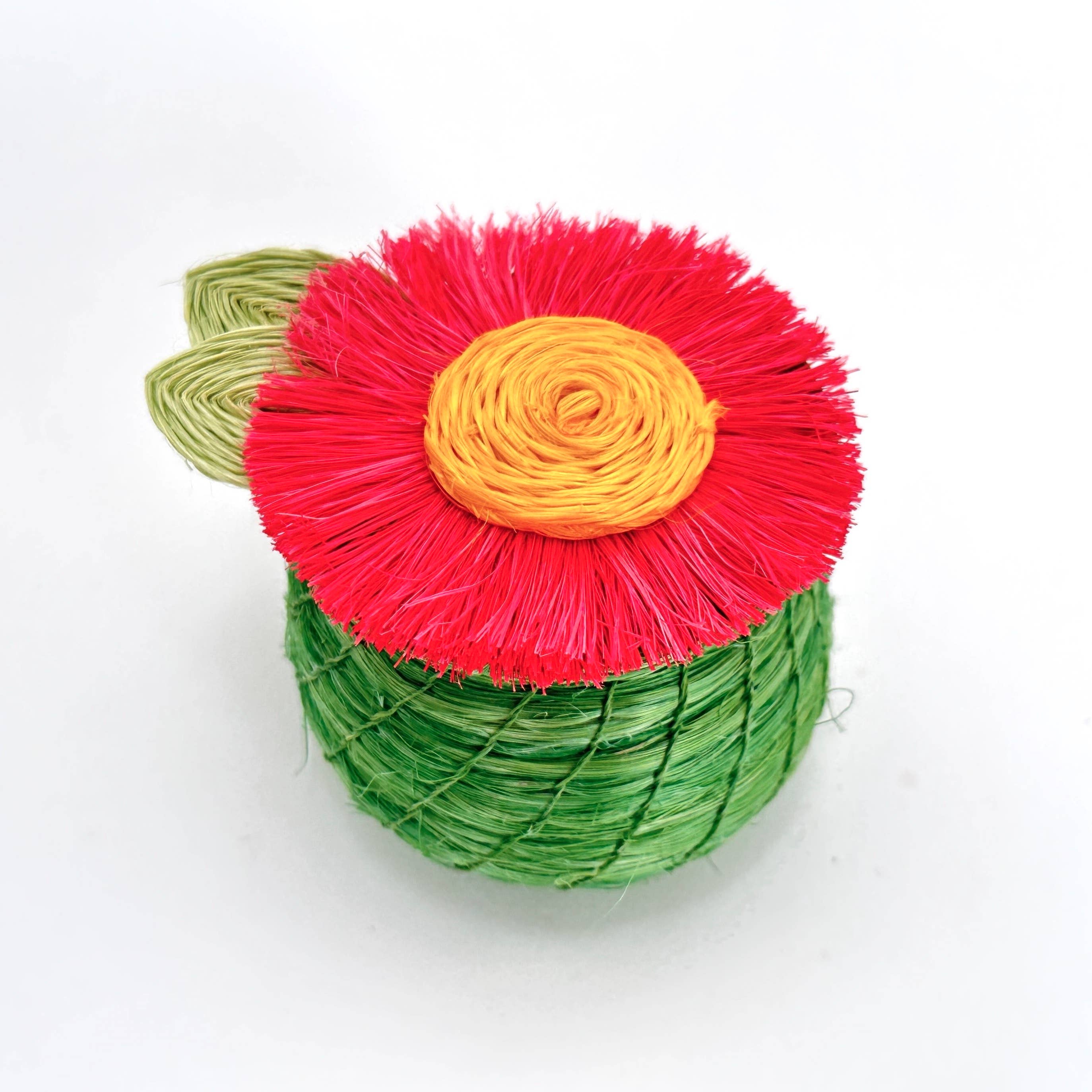 Pink Sunflower Lidded Tiny Basket