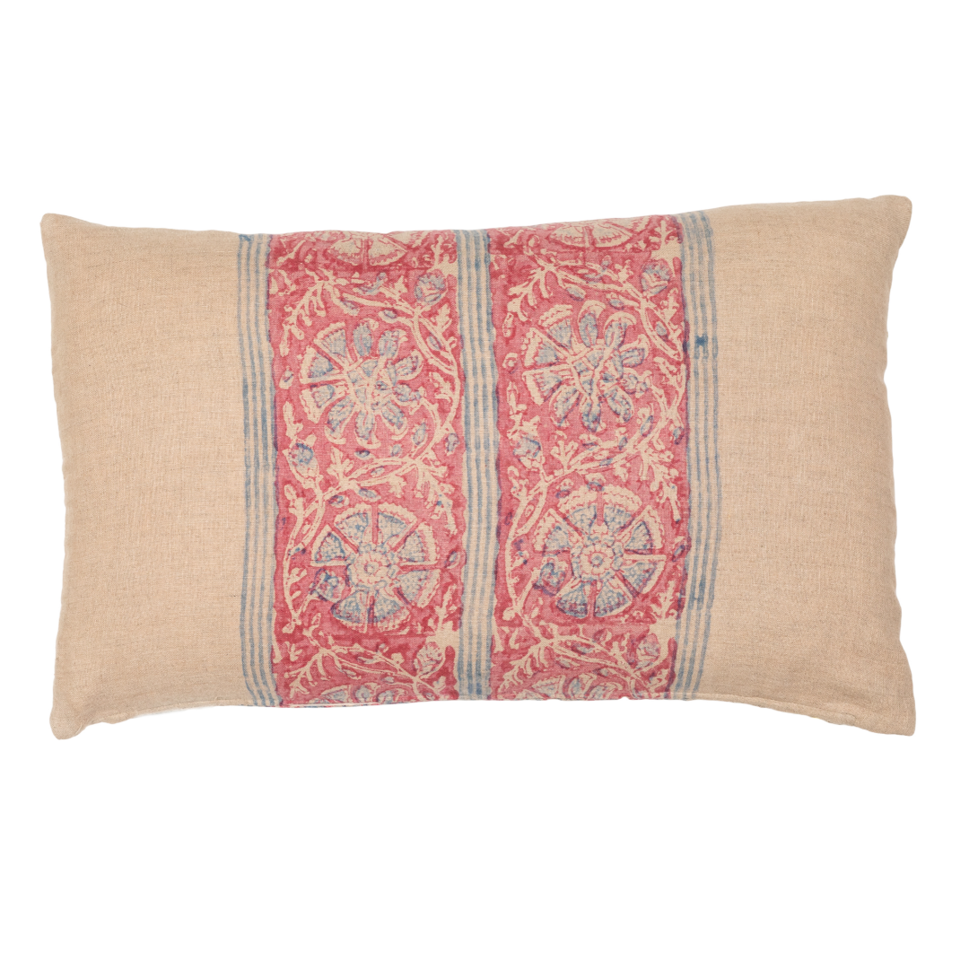 Coromandel Vintage Red and Blue Petit Lumbar Pillow Cover 12x20