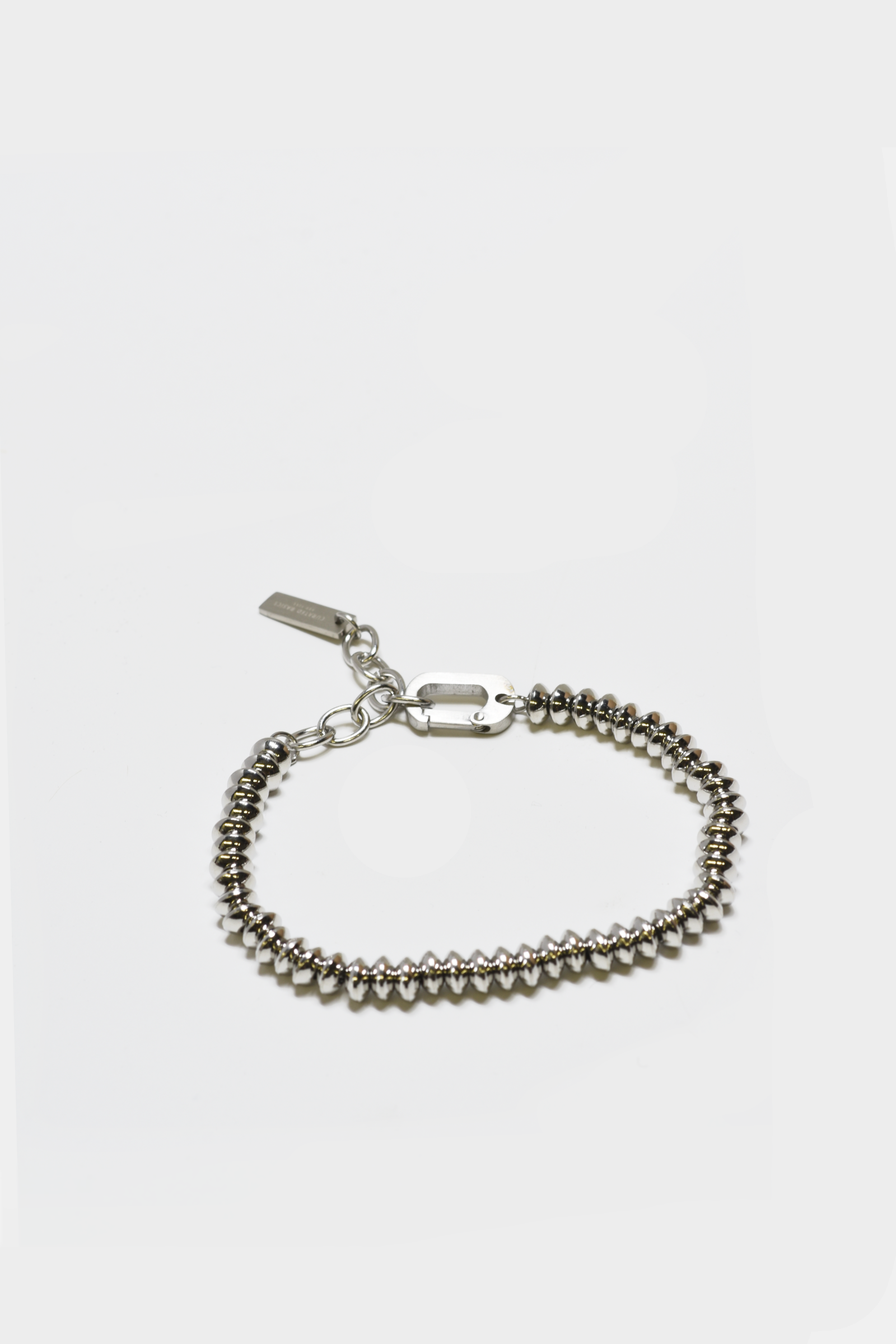 Saucer Beaded Bracelet: Stainless Steel