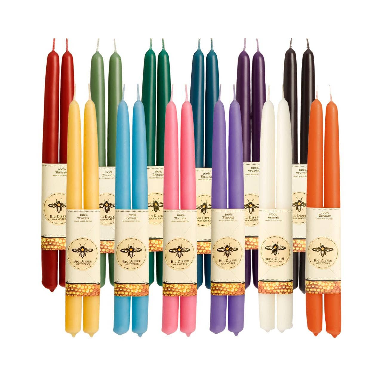 Taper Candles – 100% Pure Beeswax – Hand-Dipped: Forest / Standard (12" x 7/8")