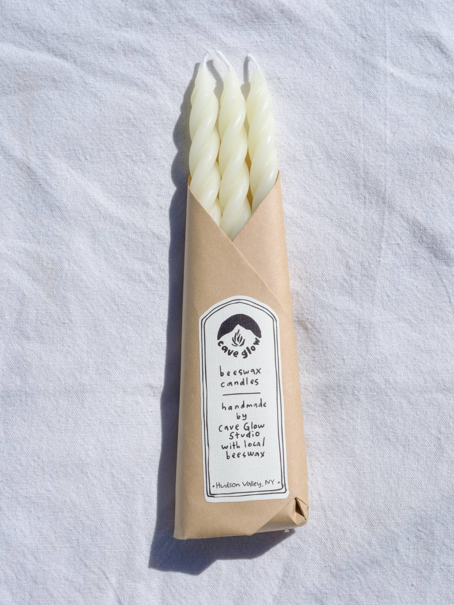 White Spiral Beeswax Candles - Set of 3