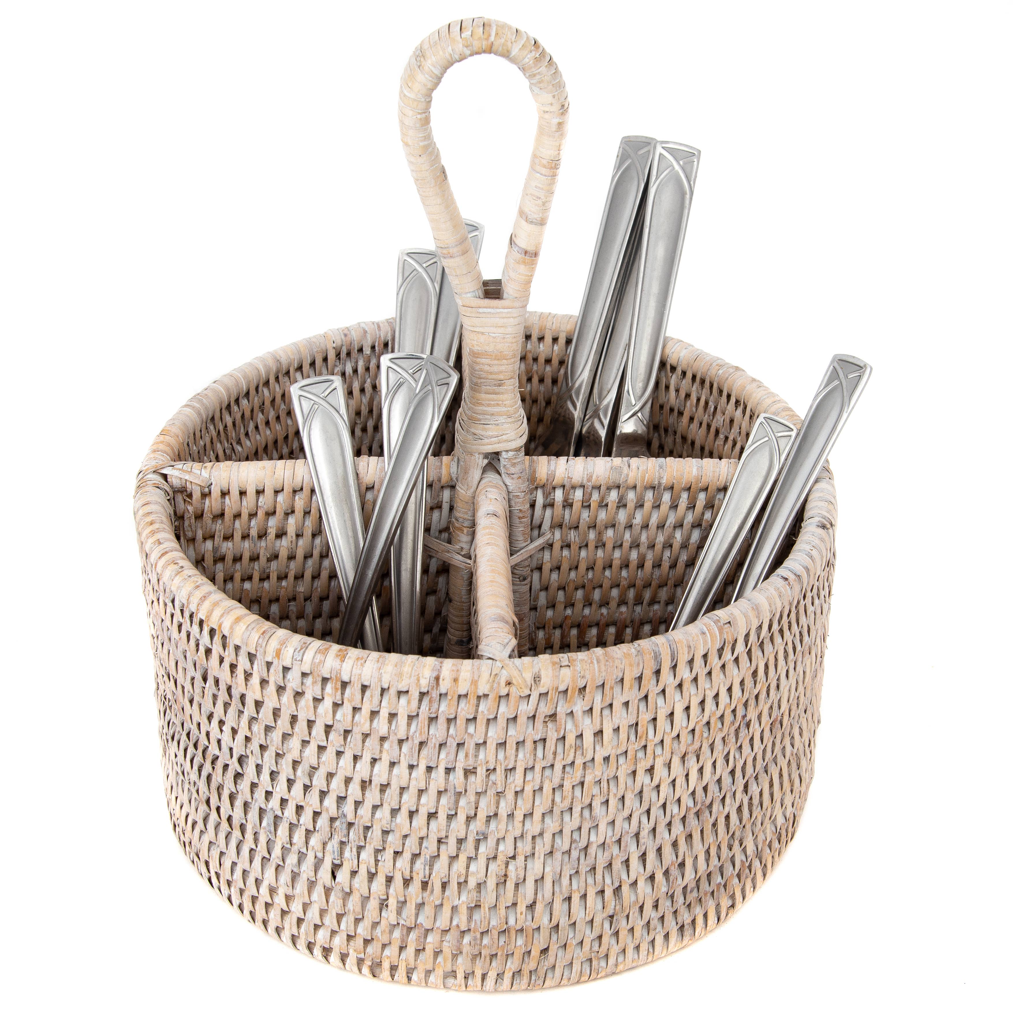 Artifacts Rattan™ 4 Section Caddy/Cutlery Holder: Honey Brown