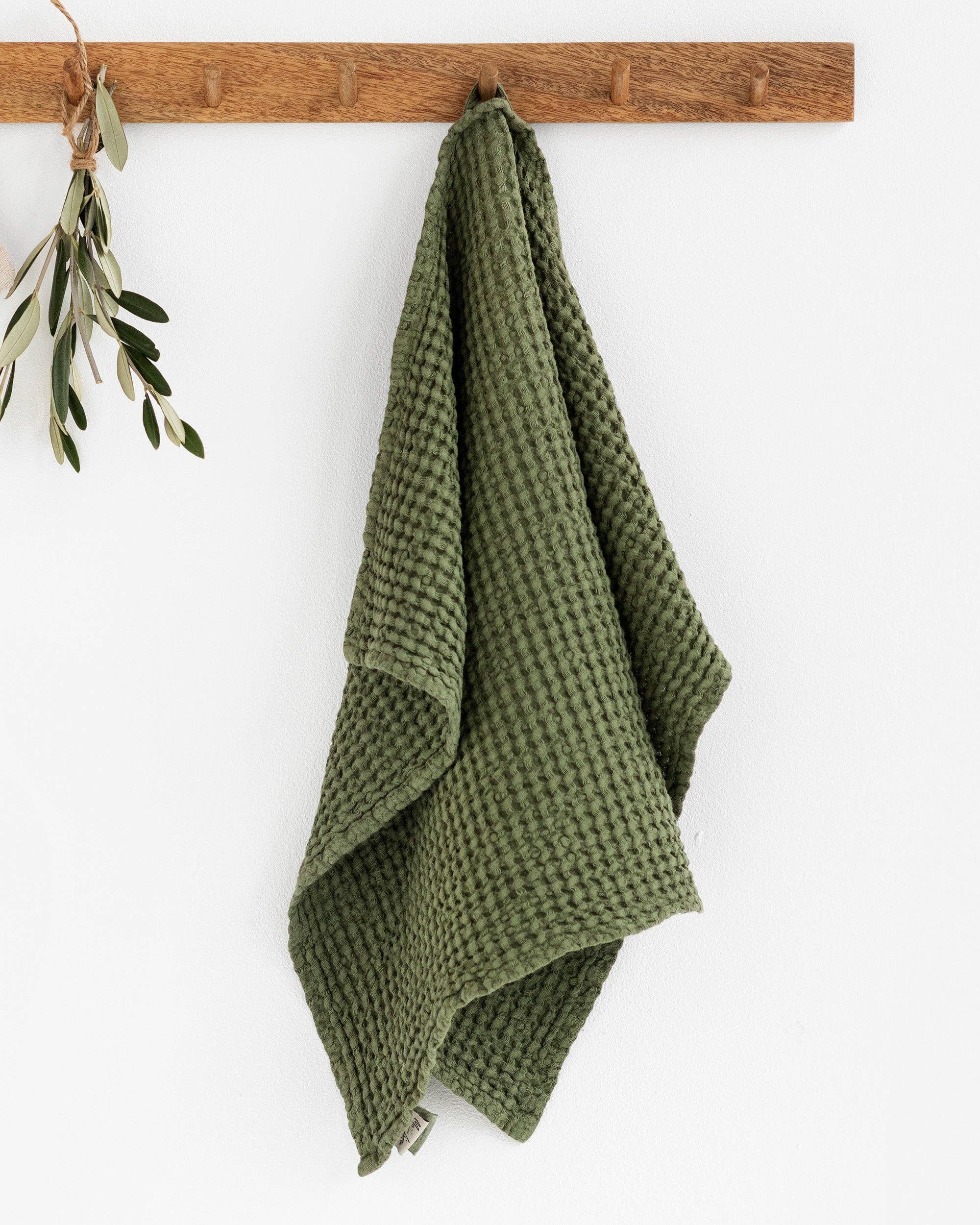 Waffle kitchen towel | Tea towel | Dish towel: Forest Green