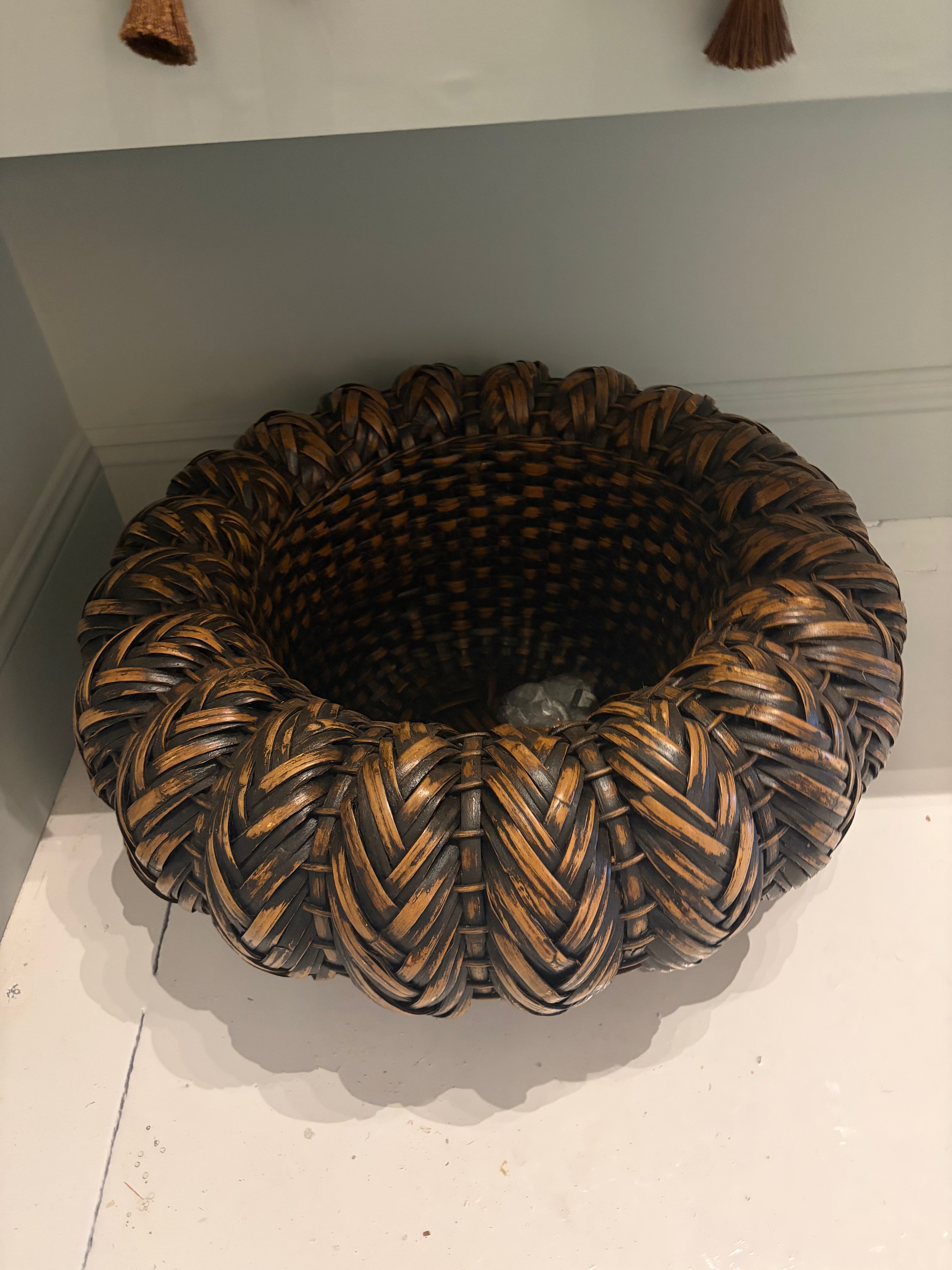 1970s Rattan Pot Basket