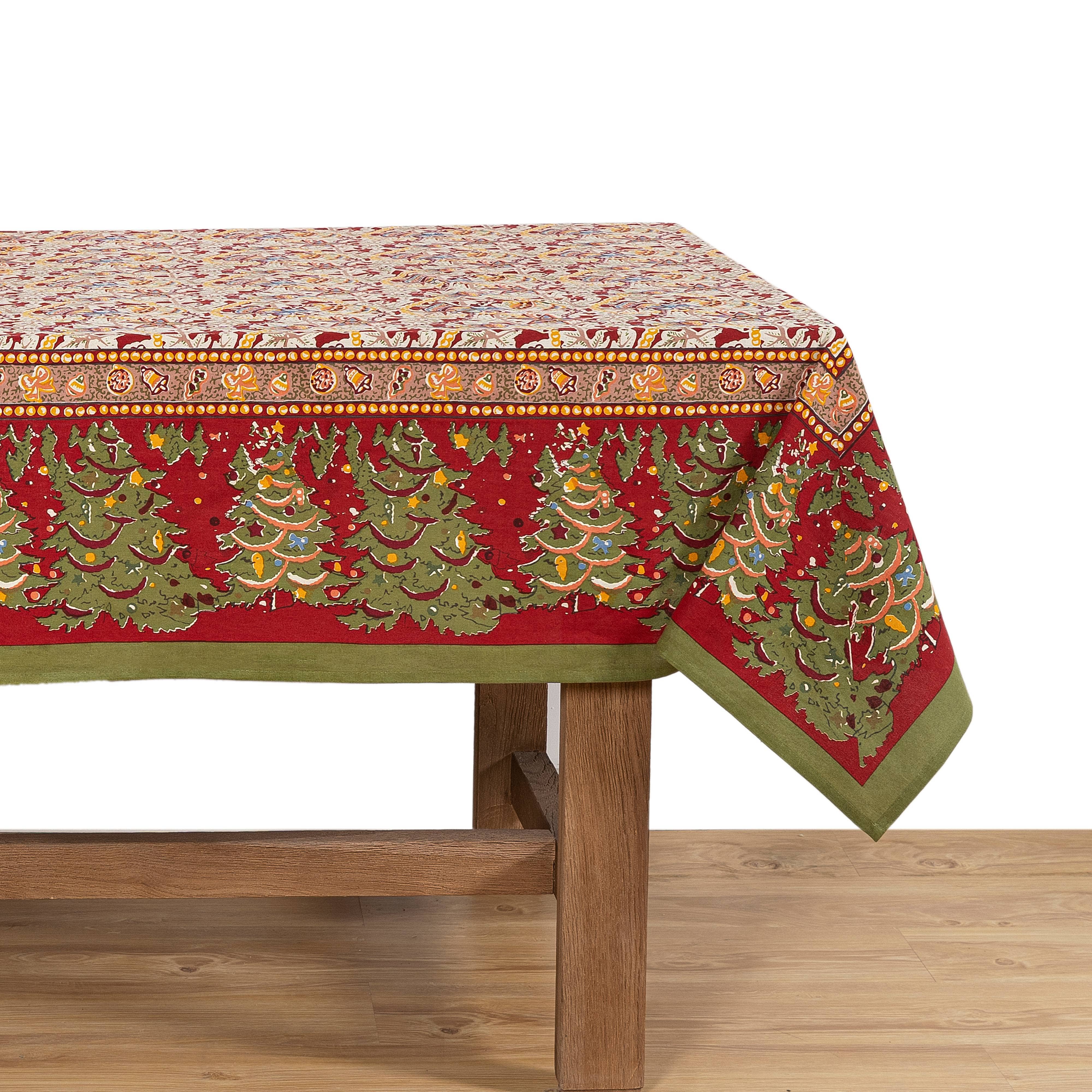 Noel Red & Green | French Tablecloths: 59" x 59"