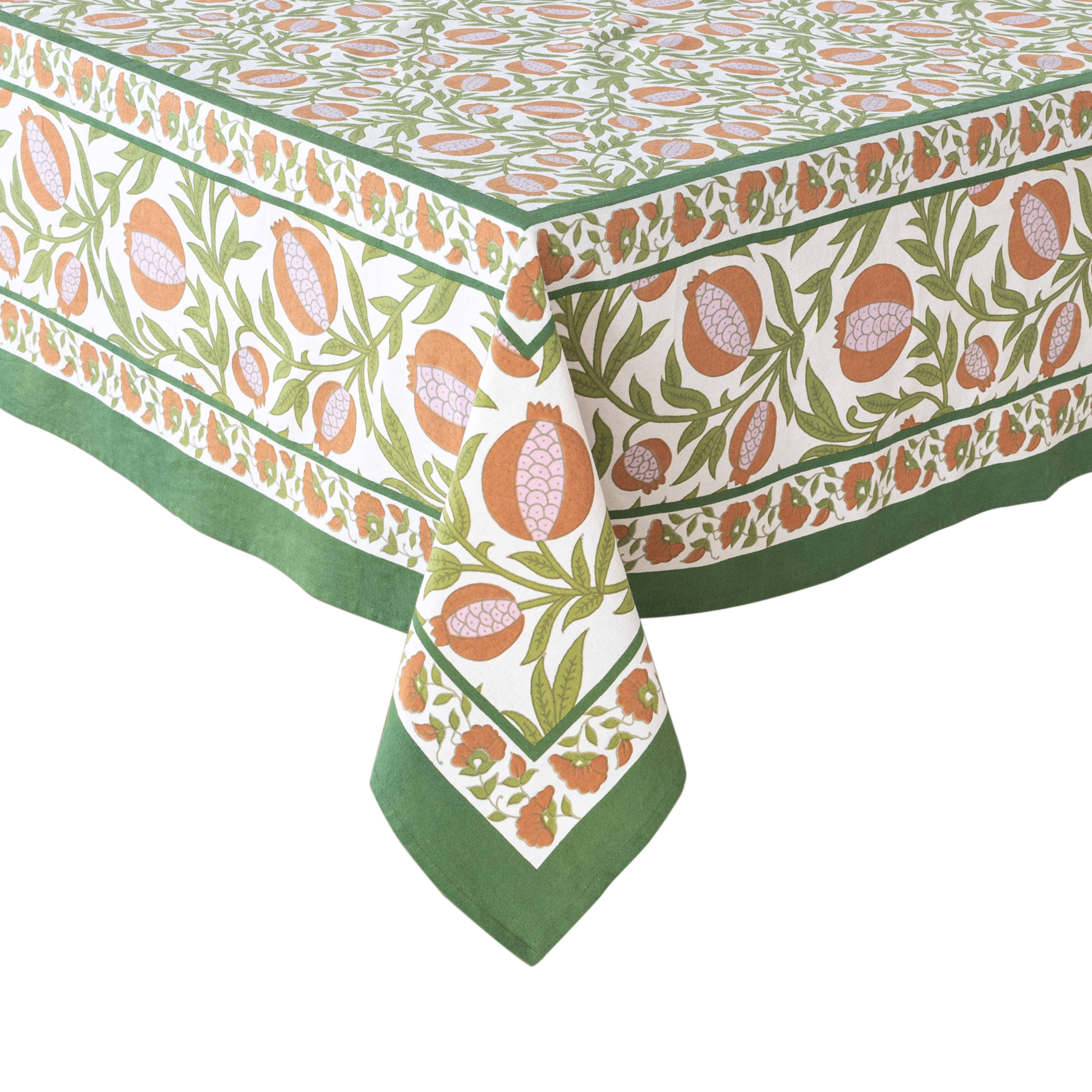 Grenadine Orange & Green Tablecloth: 59" x 59"