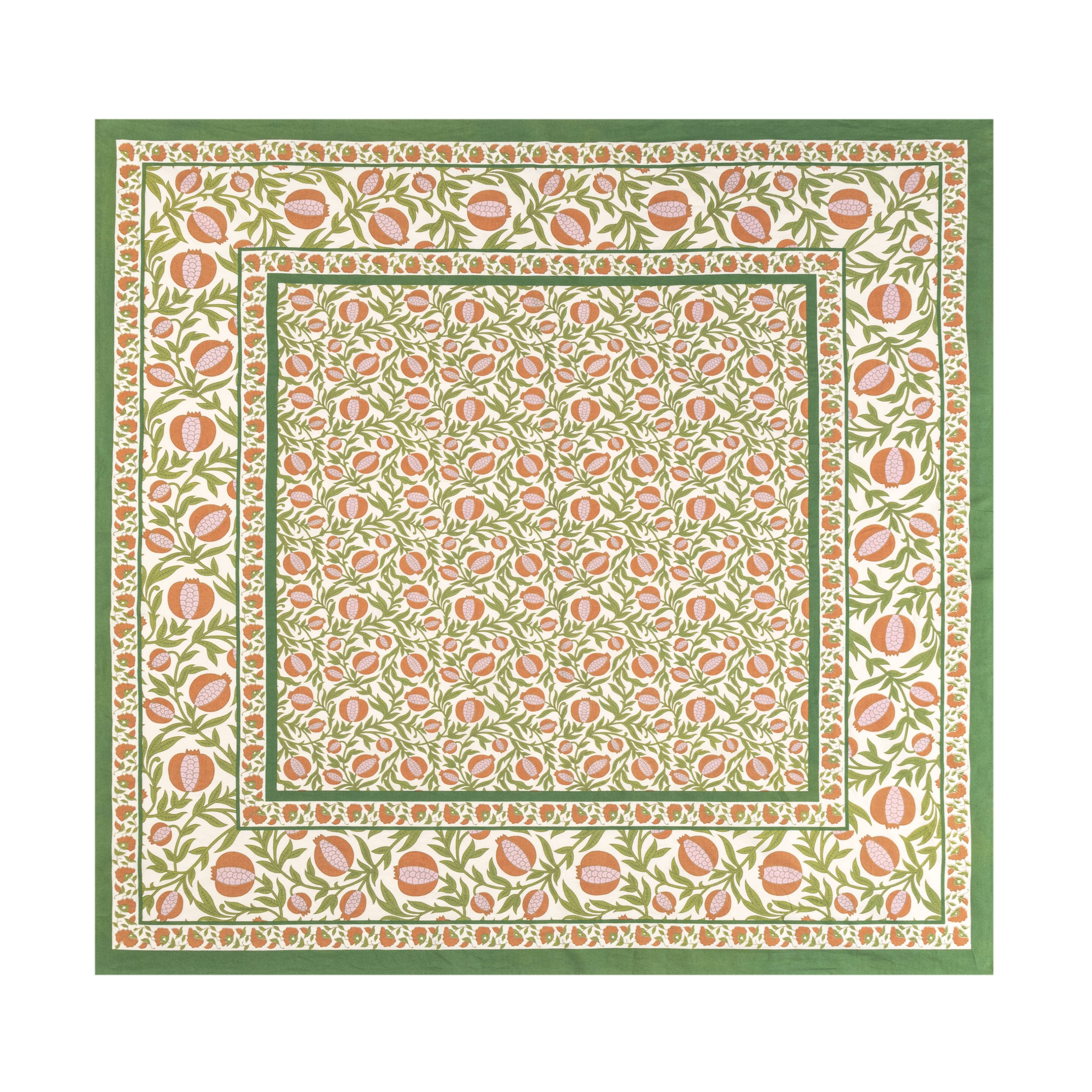 Grenadine Orange & Green Tablecloth: 59" x 59"