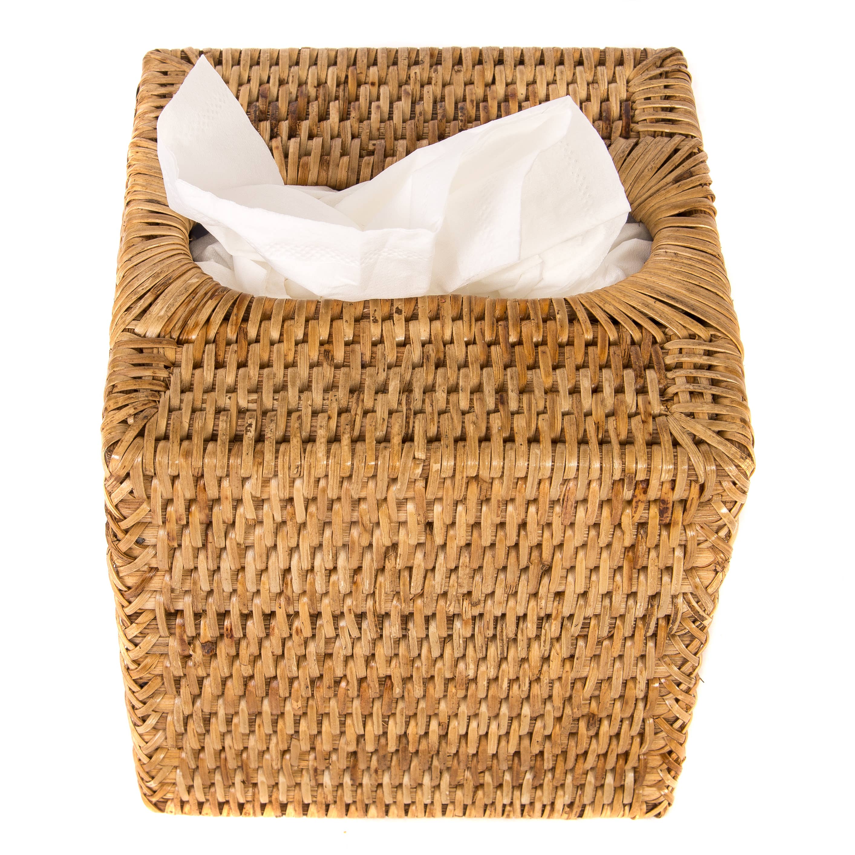 Artifacts Rattan™ Column Tissue Box Cover: Tudor Black