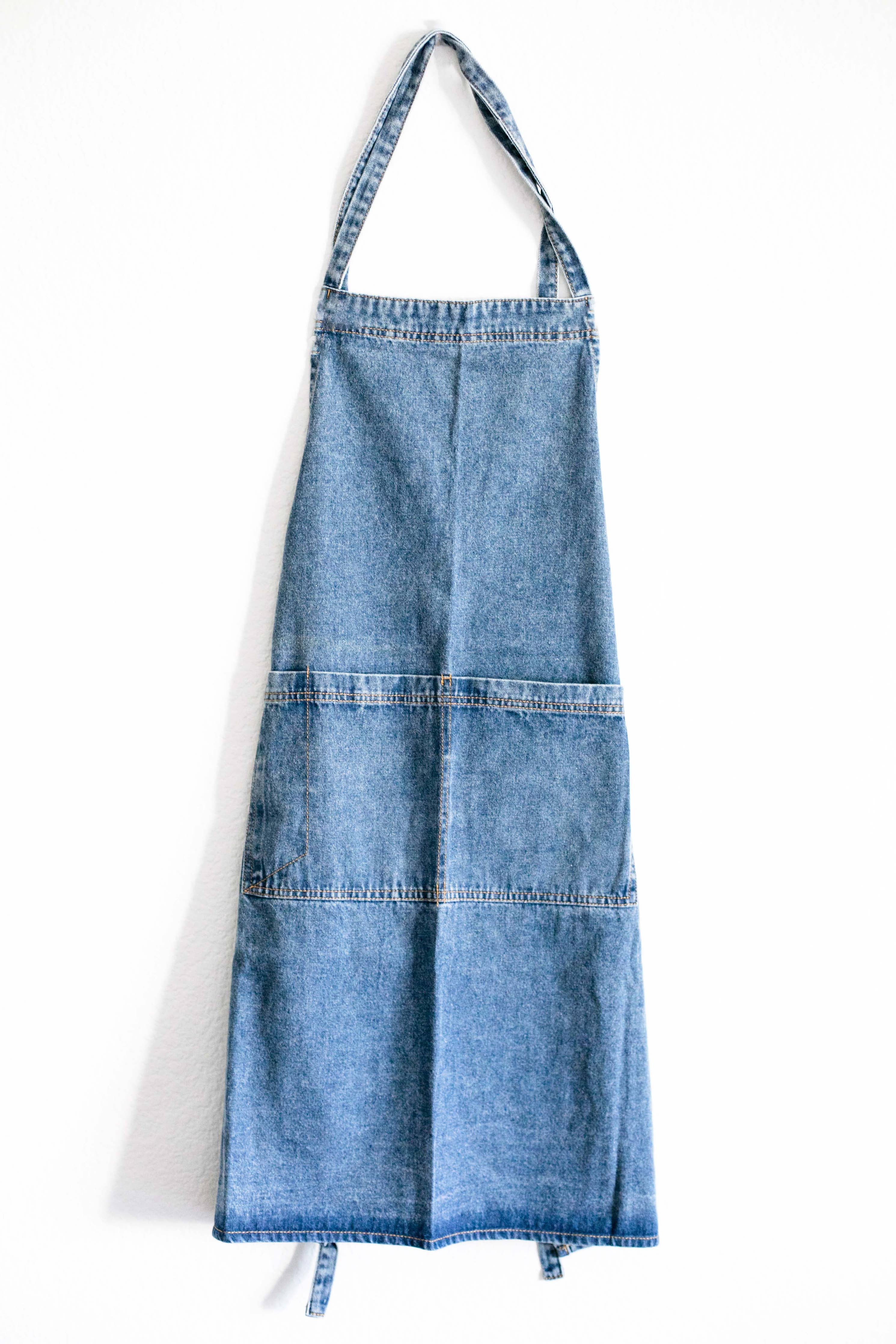 Washed Denim Apron: Dark Blue