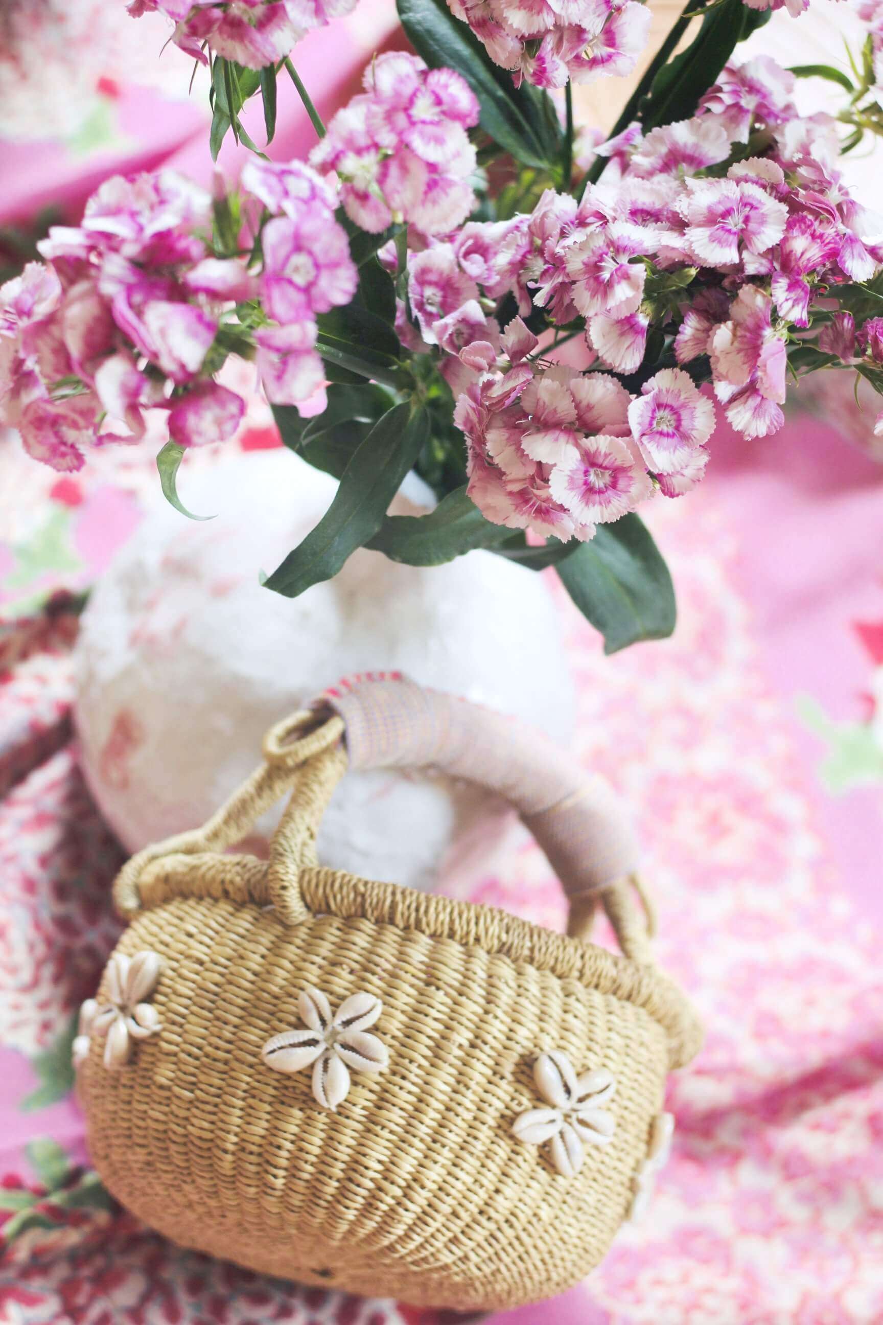 Flower Bolga Pink Basket
