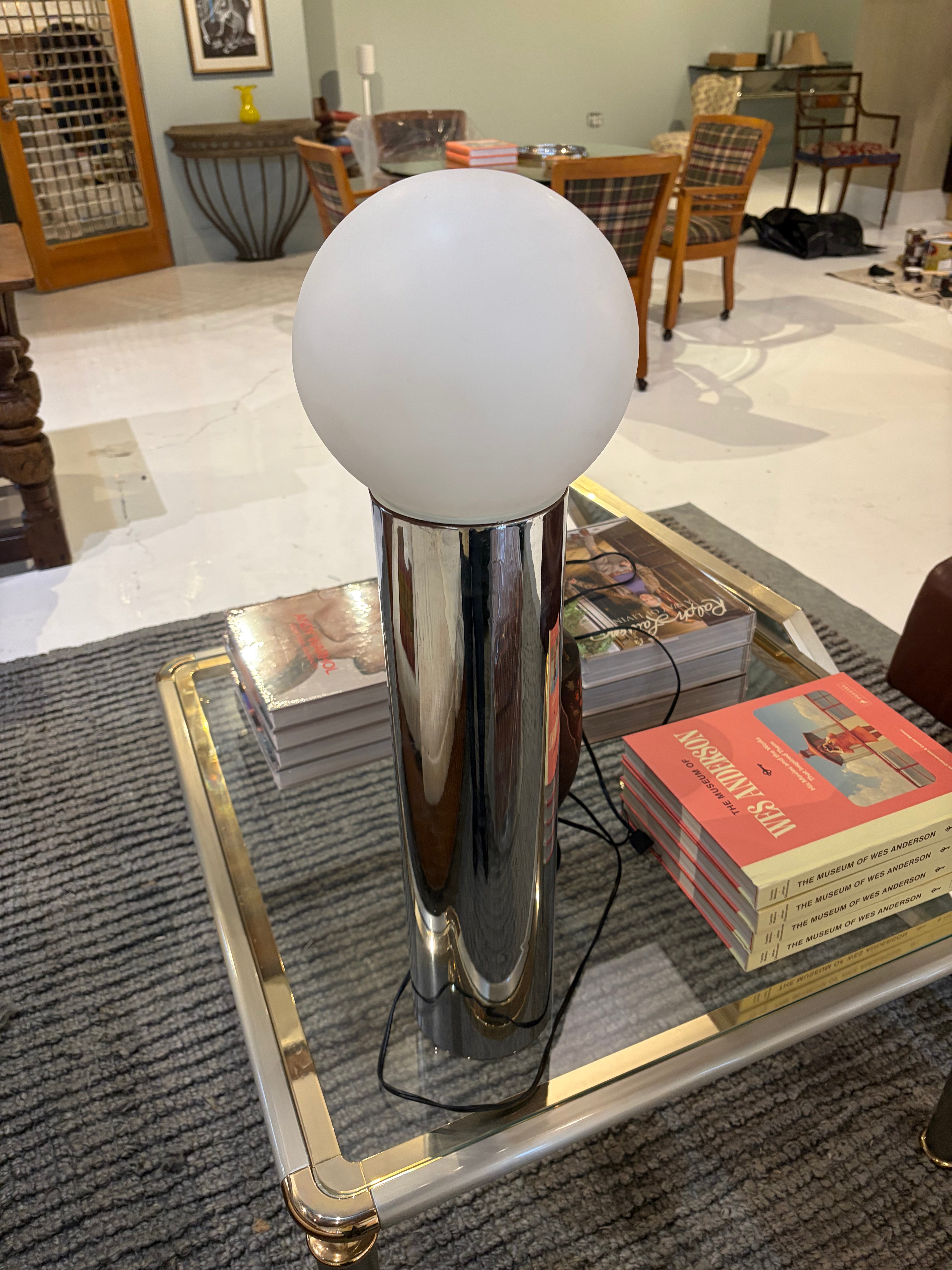 80's Chrome Cylindrical Table Lamp