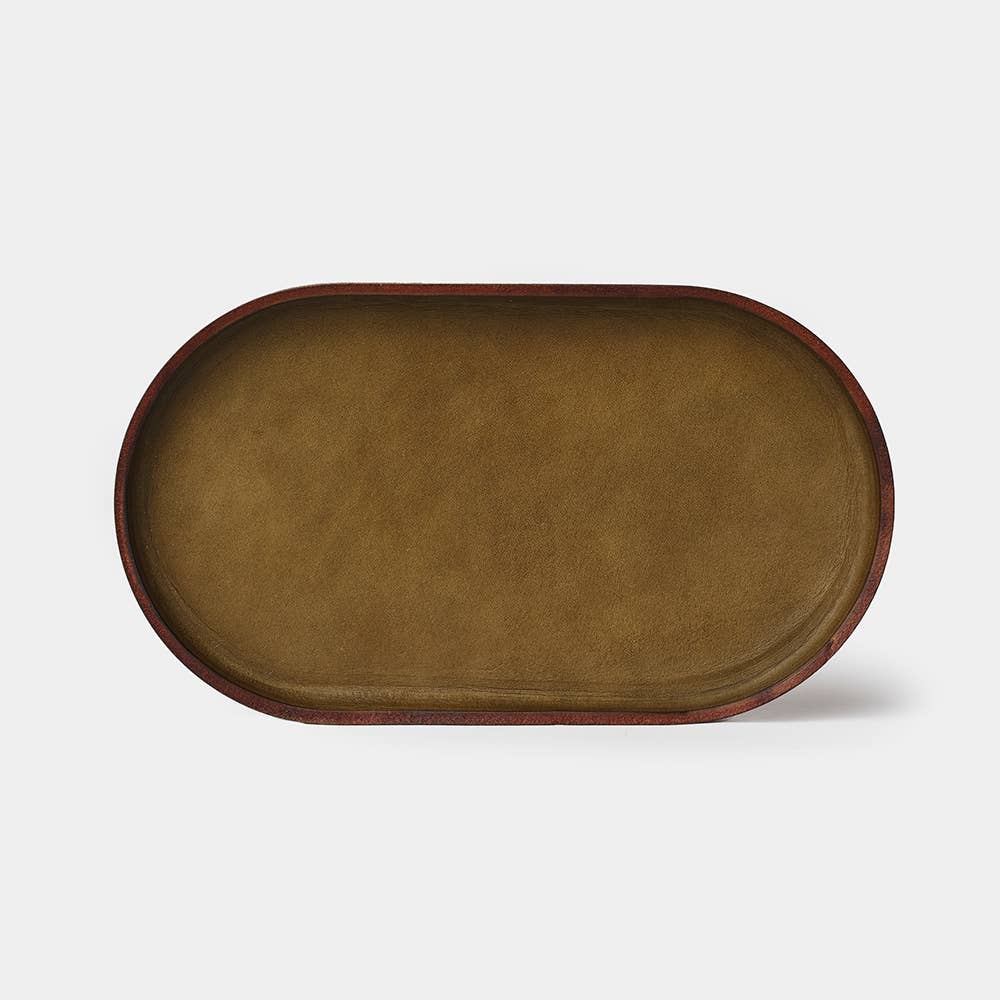 Leather Valet Tray - Olive Pill - Large
