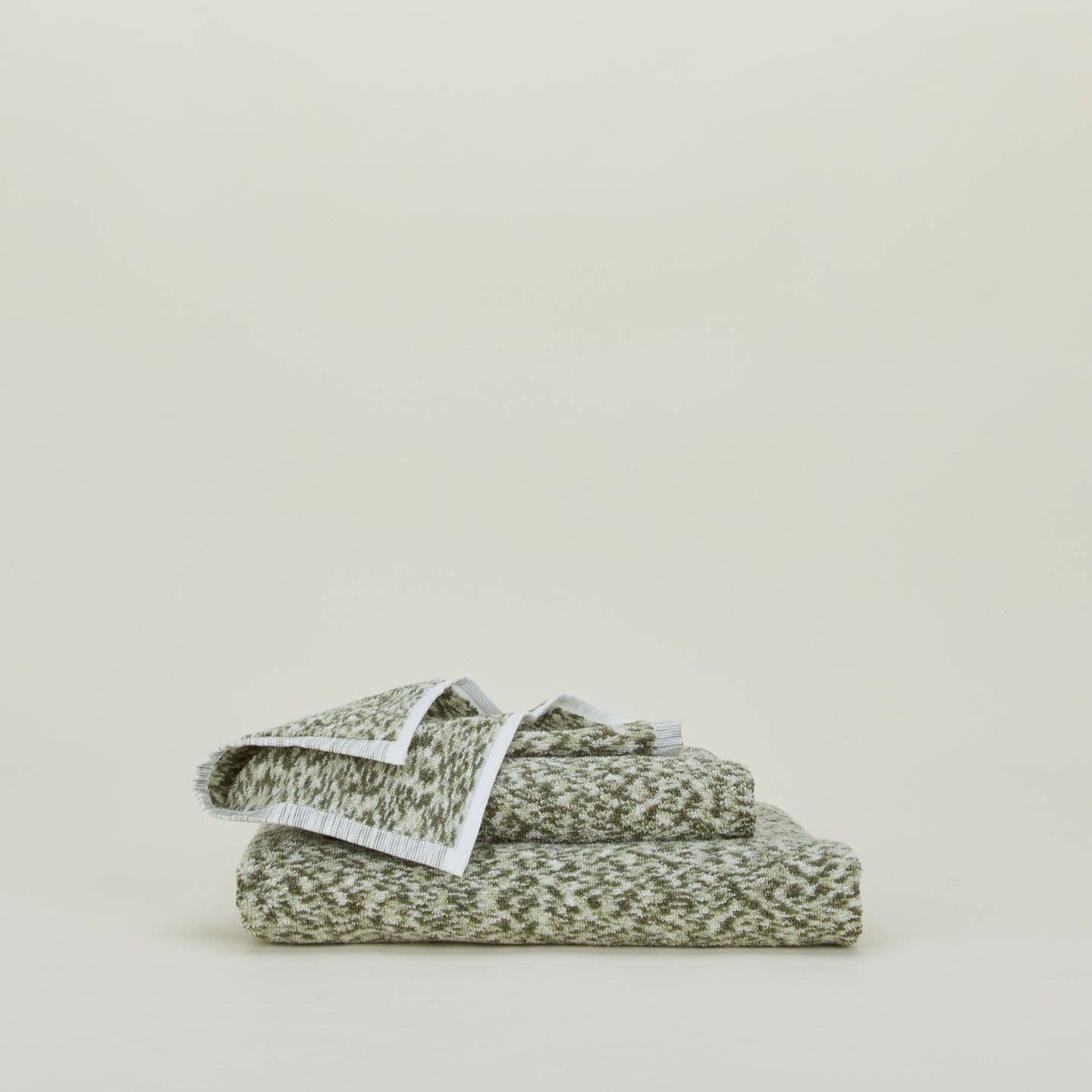 SPACE DYE TERRY TOWELS - OLIVE: WASHCLOTH
