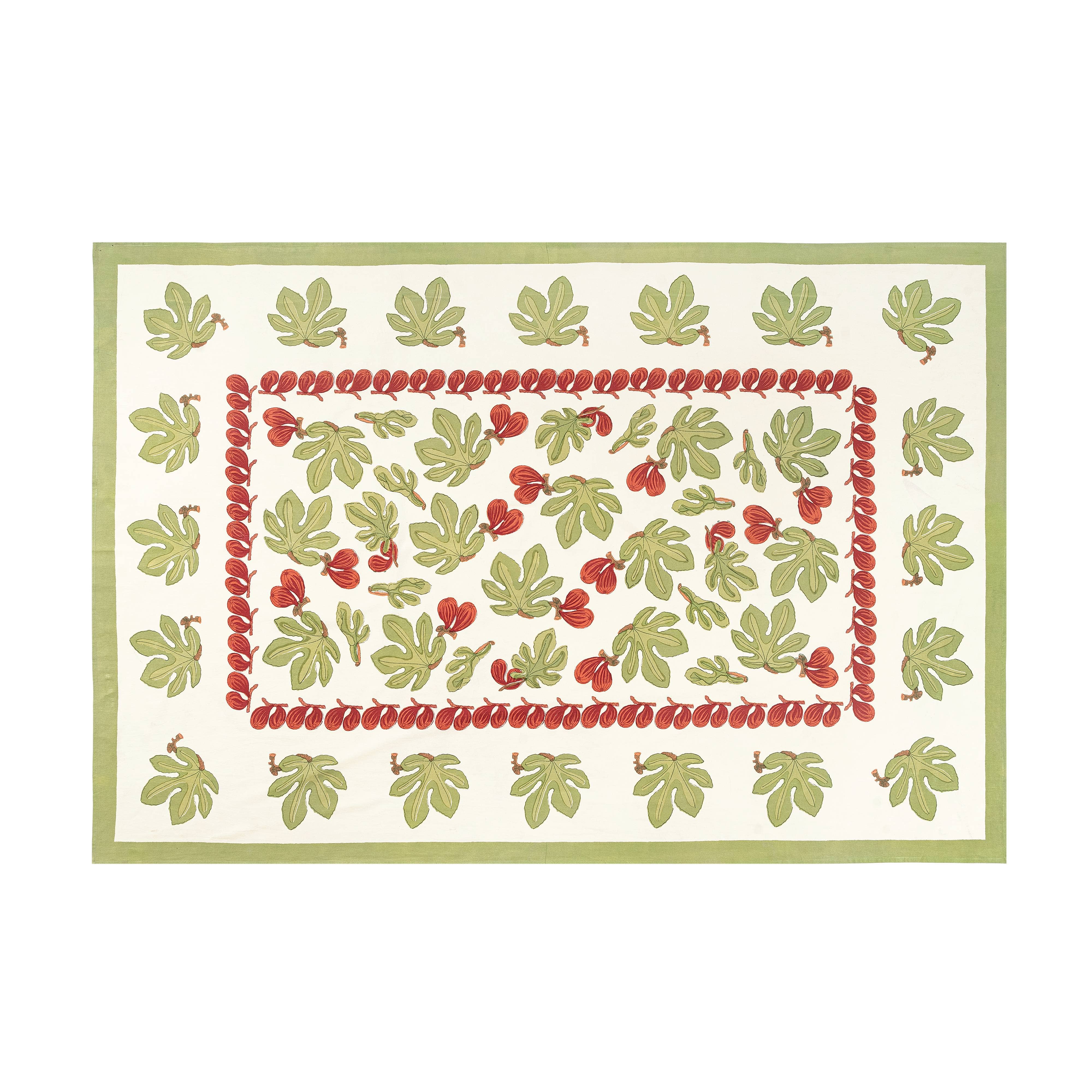 Fig Red& Green | French Tablecloths: 59" x 59"