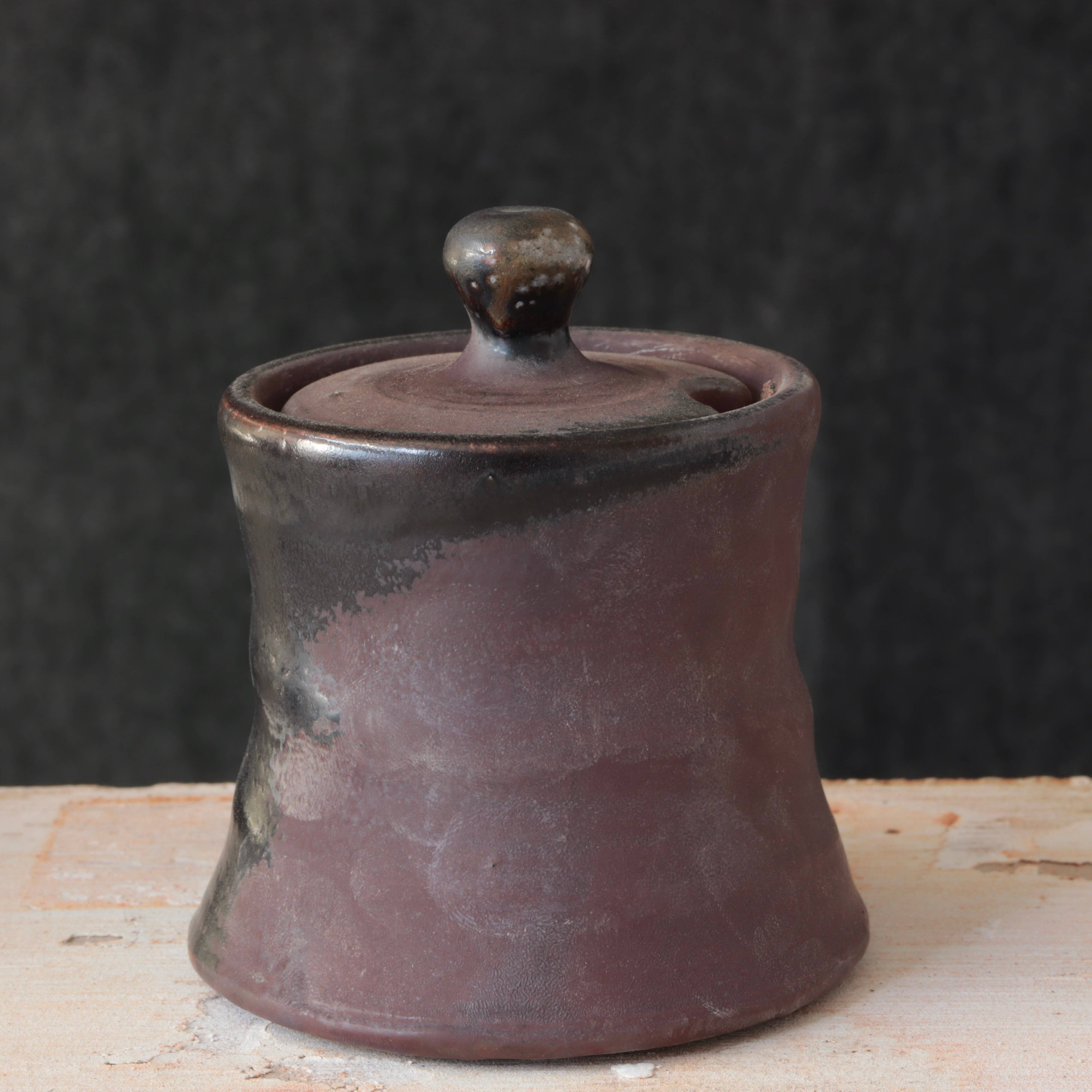 Soda-Fired Sugar Jars Hourglass Shape Dark 