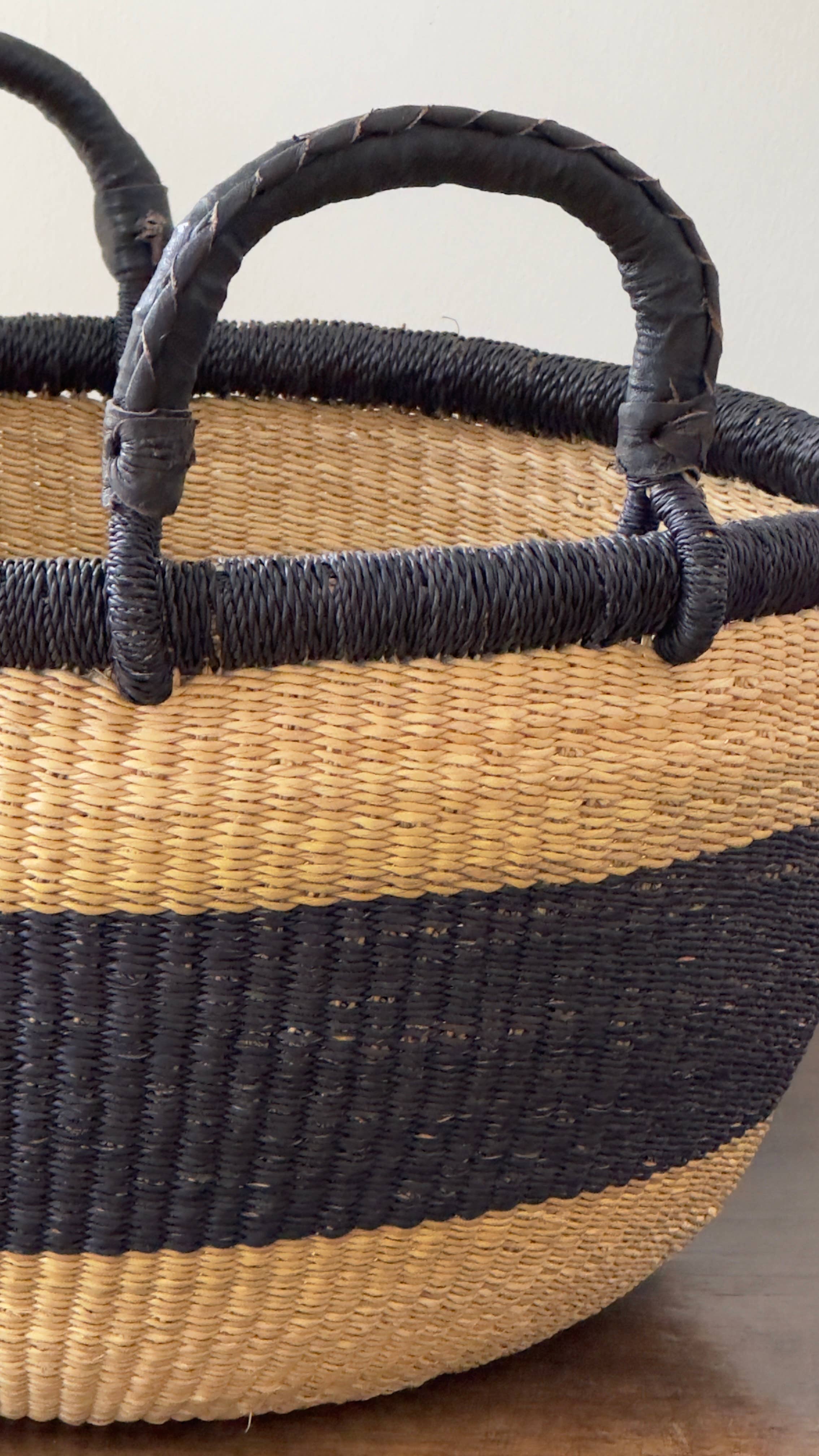 Everything Basket-Natural w/Black Stripe
