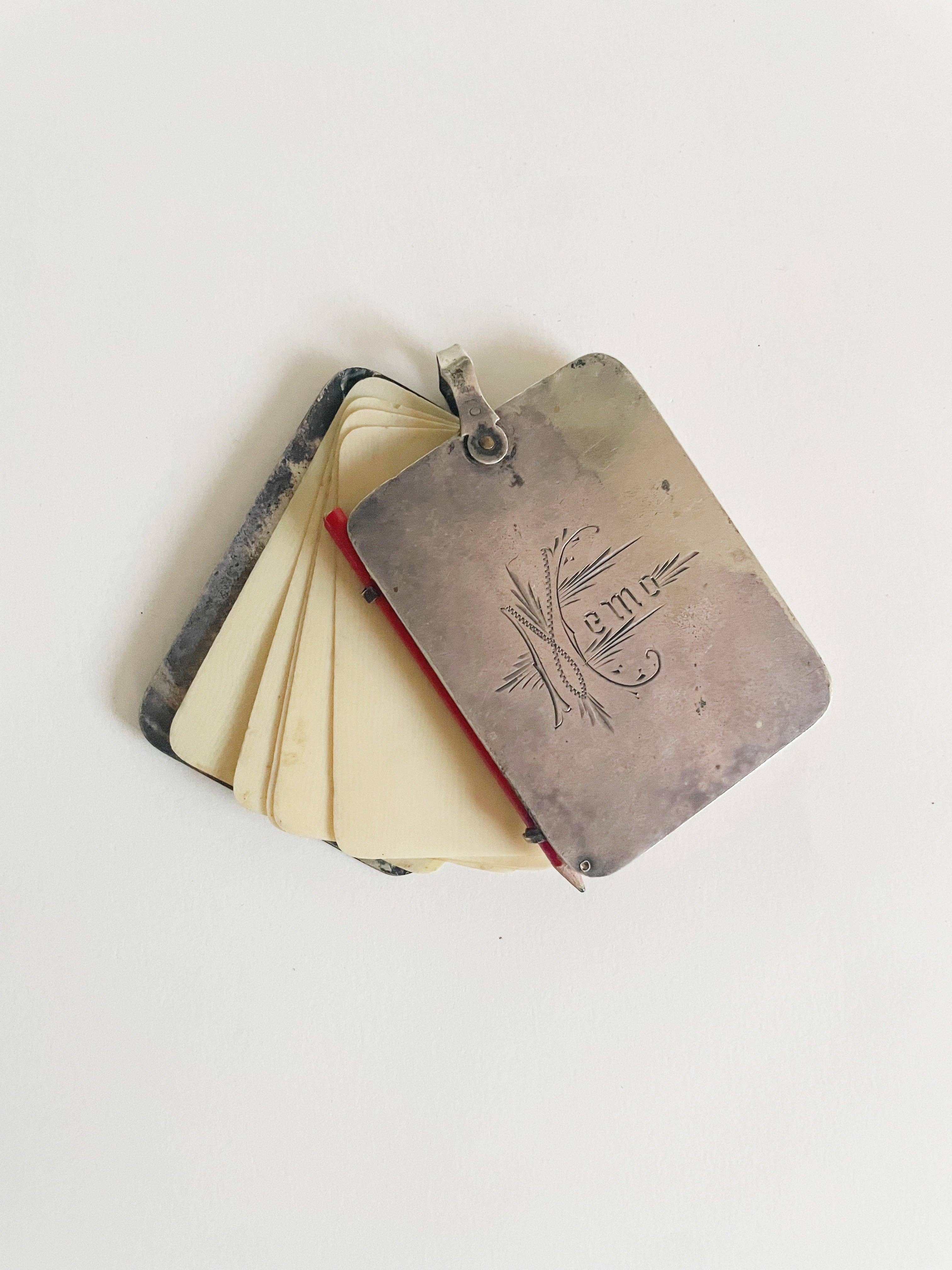 Sterling and Ivory Antique French Notebook Pendant