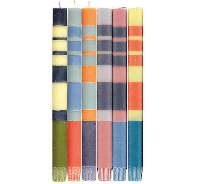 Striped Mixed Pack of Striped Eco Dinner Candles, Box of 6