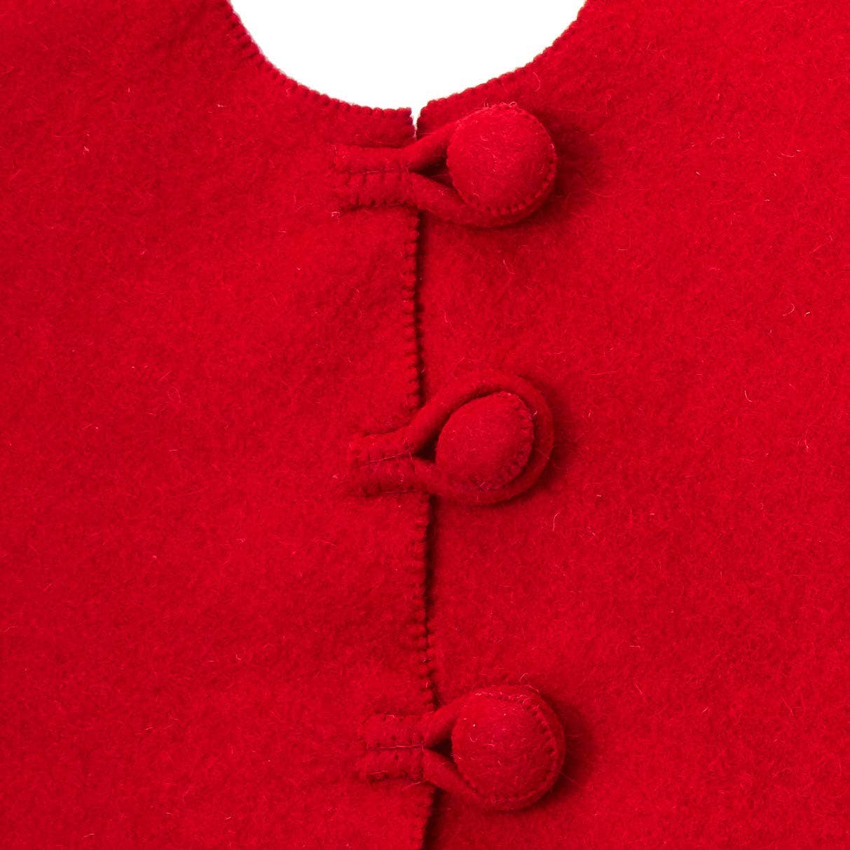 Reindeer Handmade Red Christmas Tree Skirt, Santa's Sleigh: 60"