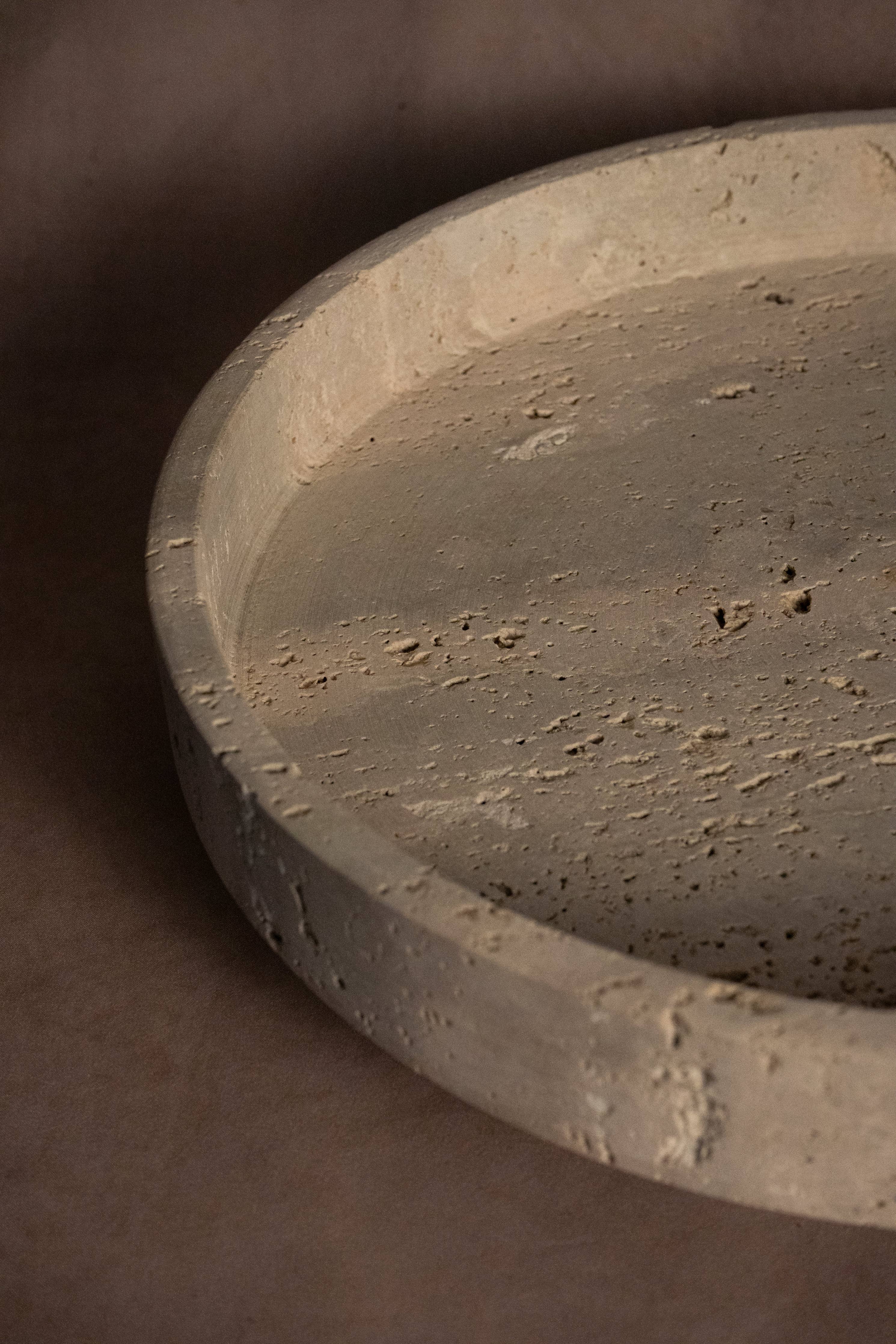 Bowl With Base - Travertine