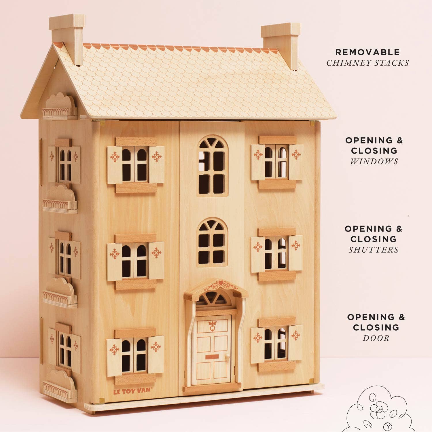 The Grand Natural Wood Doll House