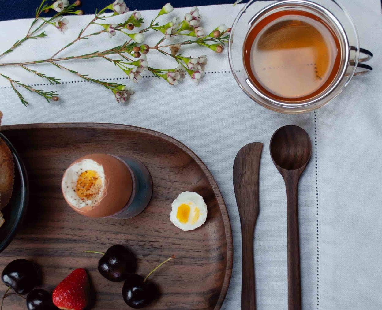 Large Walnut Pebble Tray - Wood Serving Tray