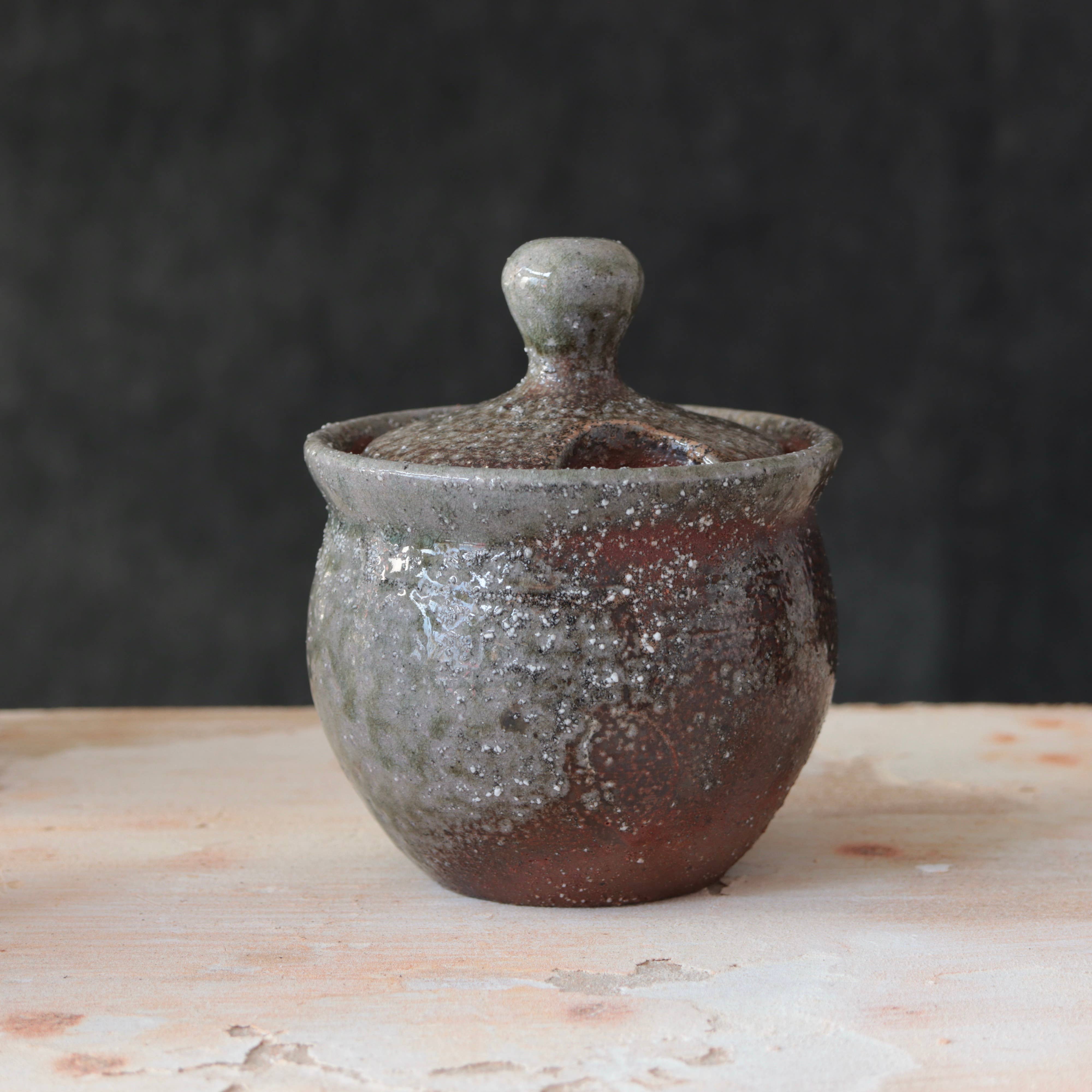 Soda-Fired Sugar Jars Dark Surface Round