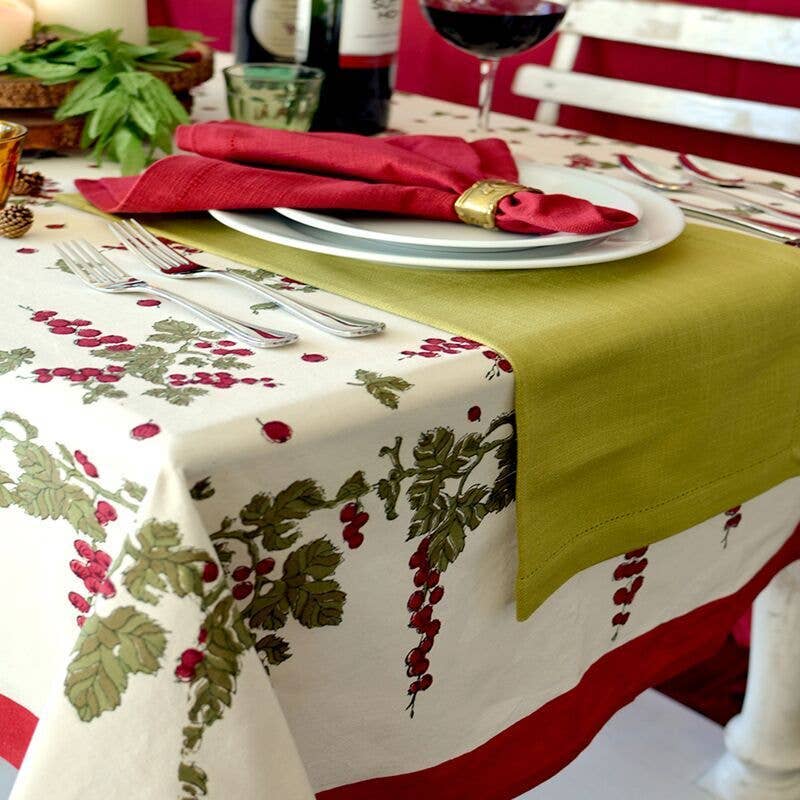 Gooseberry Red & Green | French Tablecloths: 71" x 71"