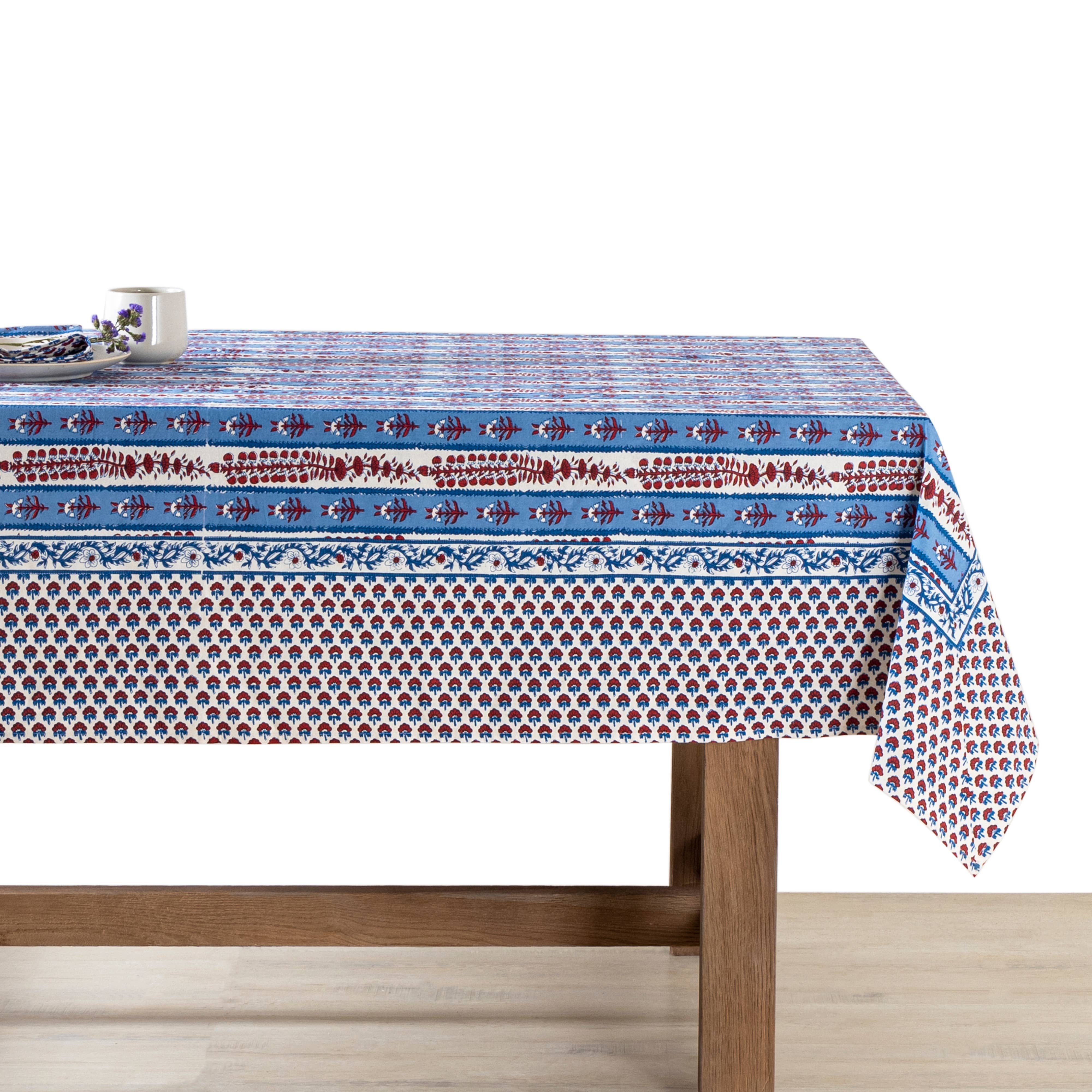 Provence Avignon Red & Blue Tablecloth: 90" x 90"
