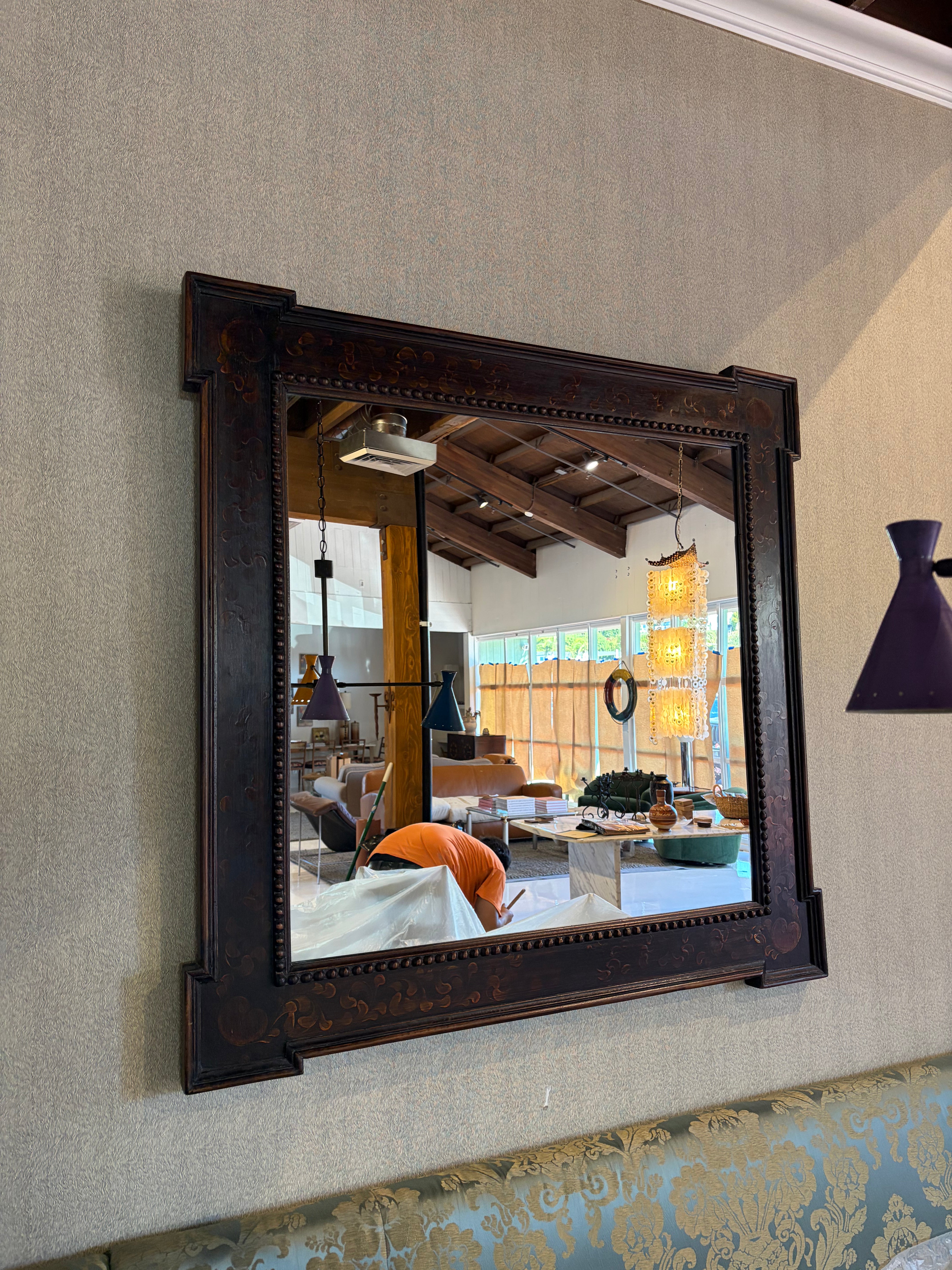 Large Wooden Painted Mirror 46 x46