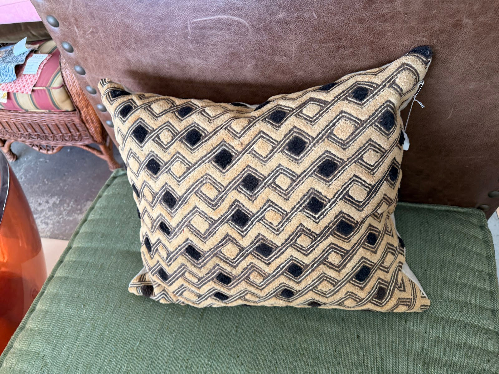 Rectangle Black/Tan Jacquard Pillow