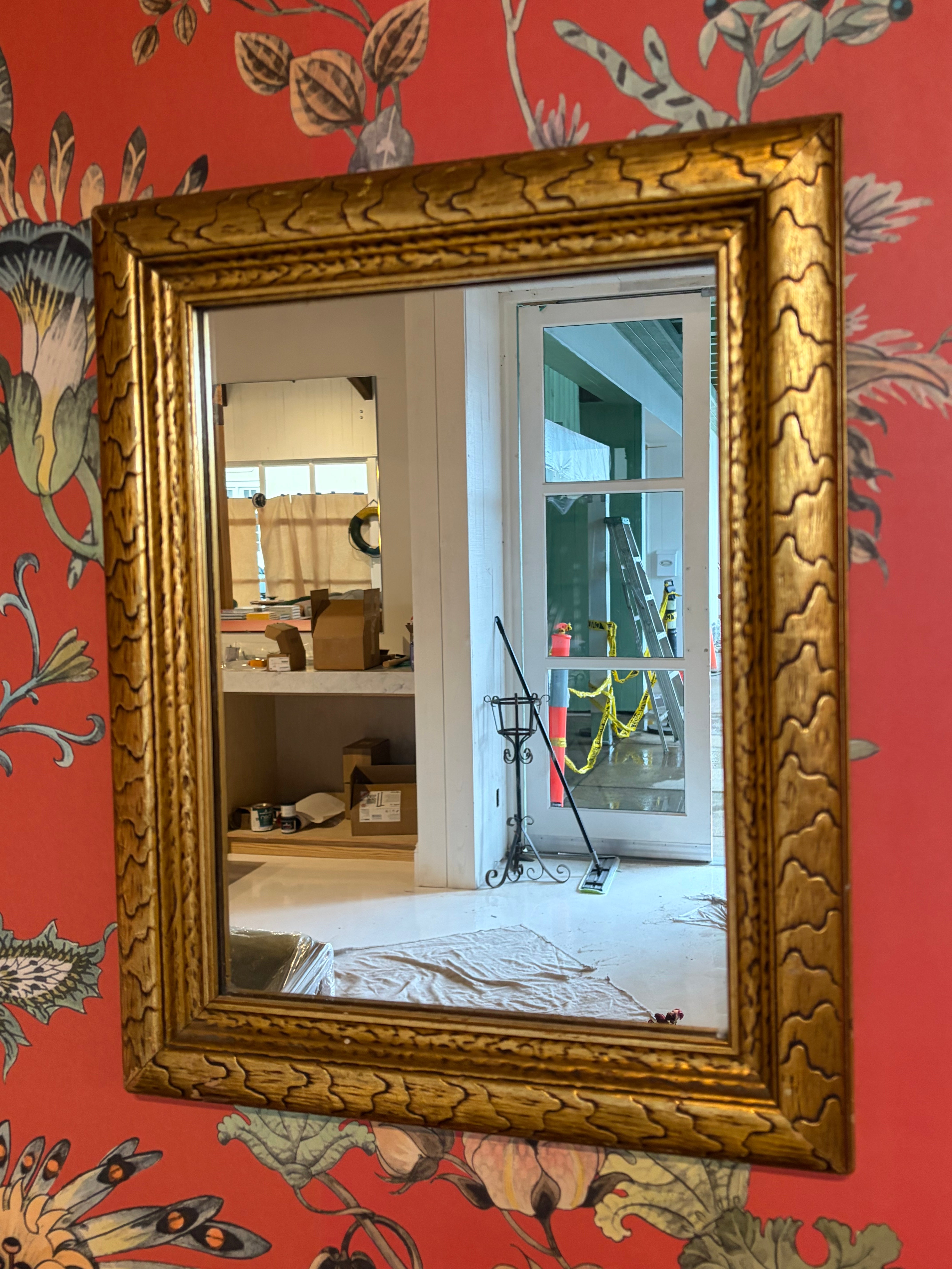 Square Tiger Detailed Brass Mirror