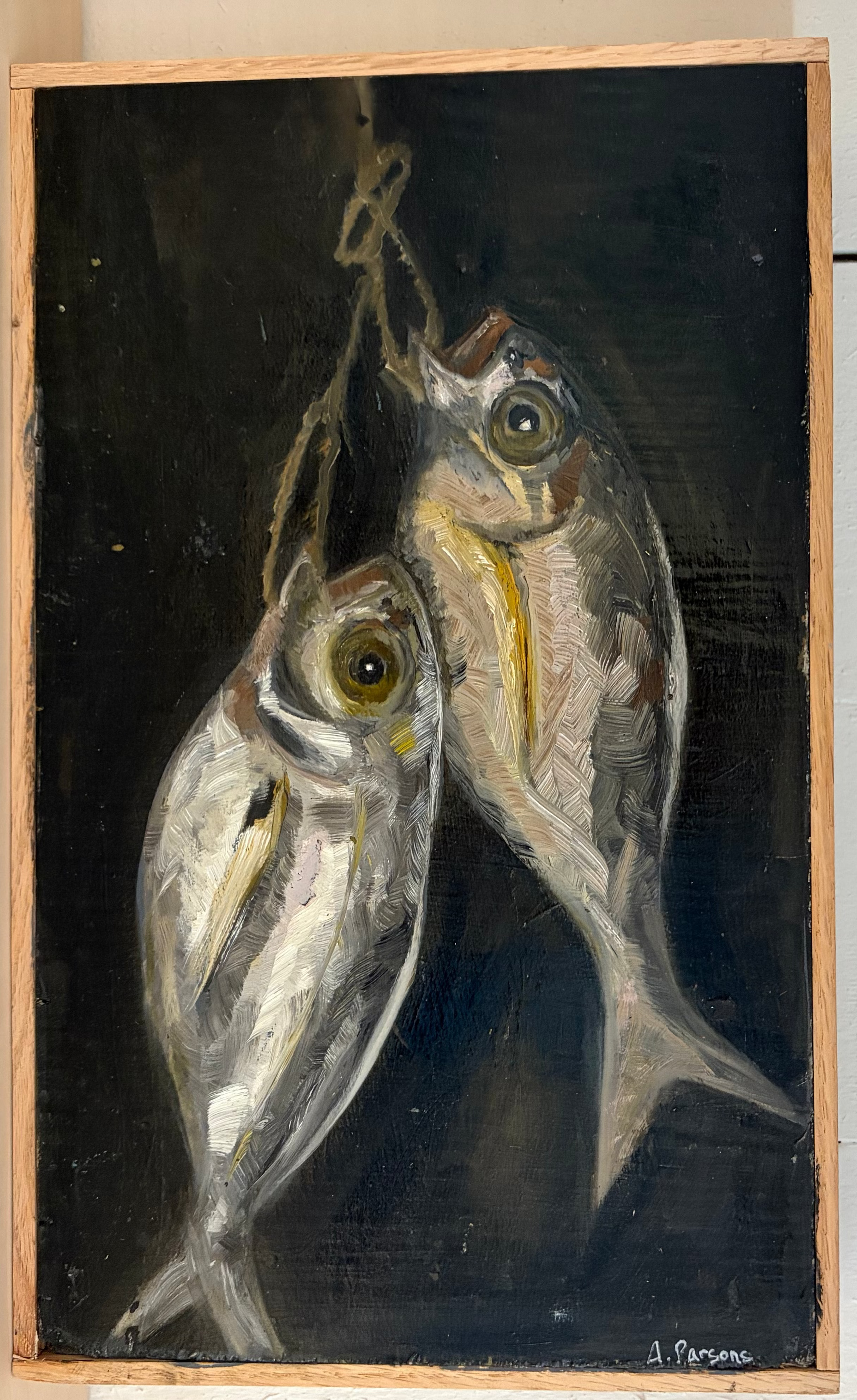 Ali Parsons ,Two Fish oil painting 14x9