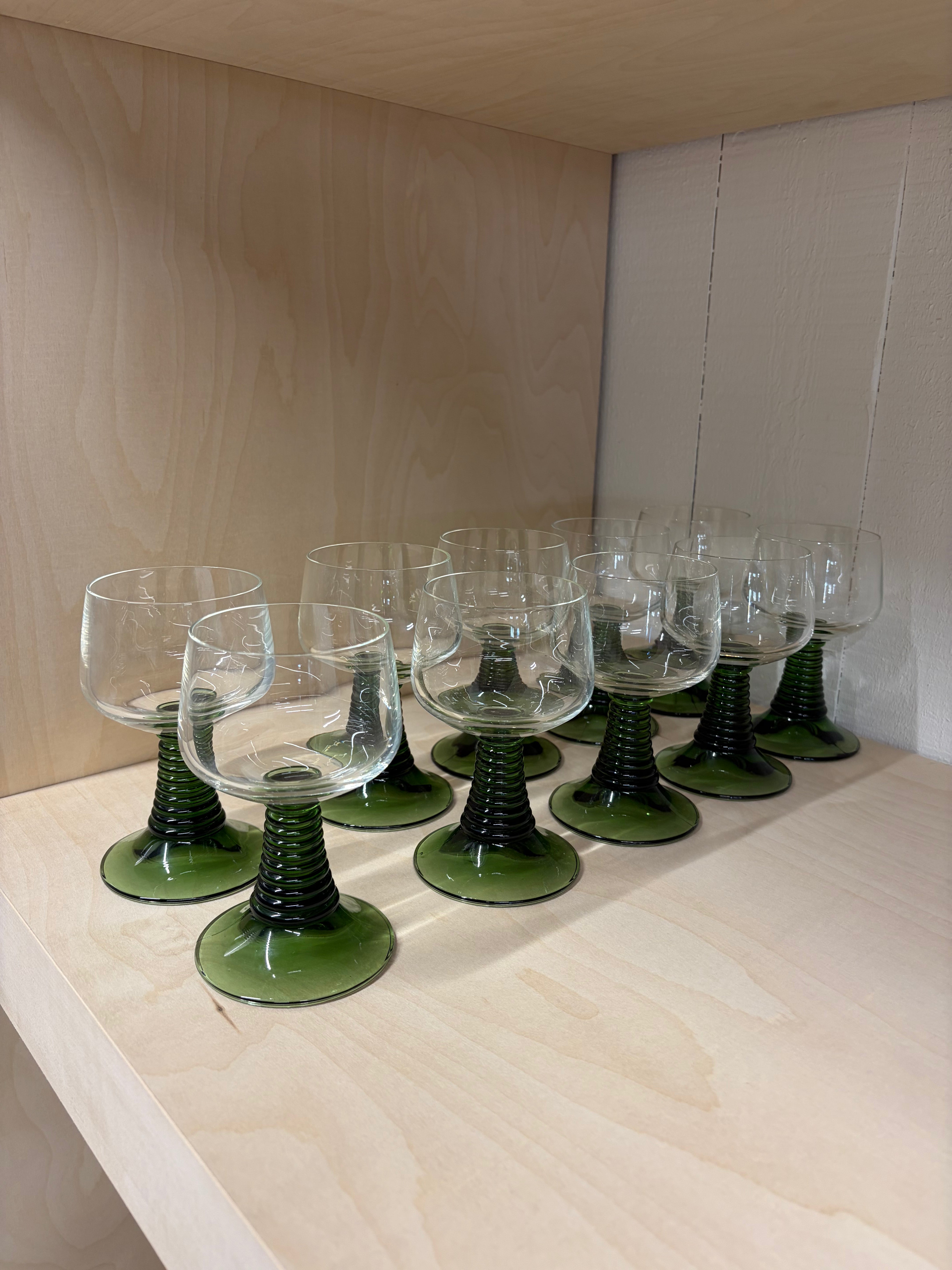 Pair of Vintage Green Glassware